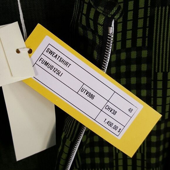 MARNI Mens Sweater Size 48 Green Zip Up Cardigan Sweatshirt Logo Jacquard $1450 - Picture 6 of 16